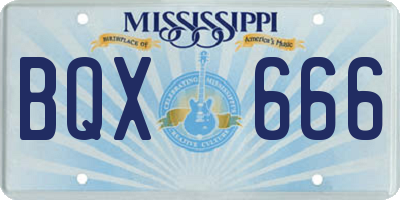 MS license plate BQX666