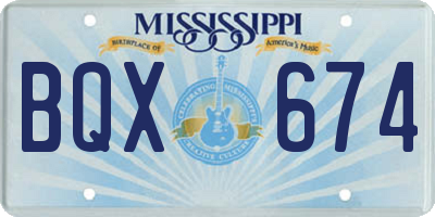 MS license plate BQX674