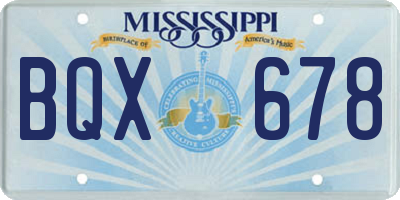 MS license plate BQX678