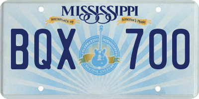 MS license plate BQX700