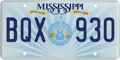 MS license plate BQX930