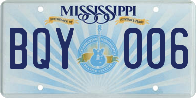 MS license plate BQY006