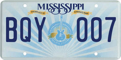 MS license plate BQY007