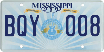 MS license plate BQY008