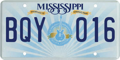 MS license plate BQY016