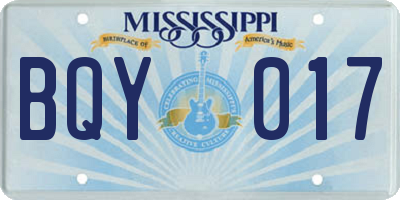 MS license plate BQY017