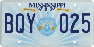 MS license plate BQY025
