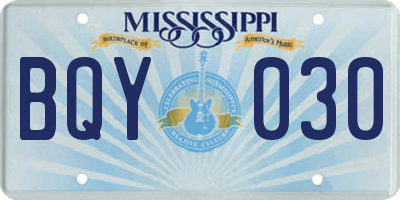 MS license plate BQY030