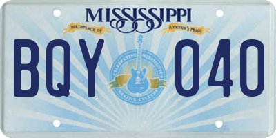 MS license plate BQY040