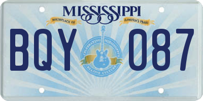 MS license plate BQY087