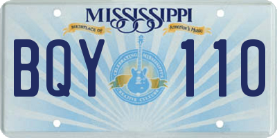 MS license plate BQY110