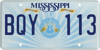 MS license plate BQY113