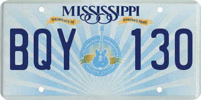MS license plate BQY130