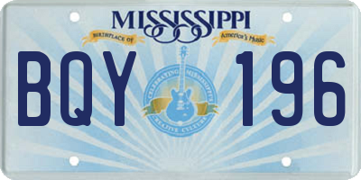 MS license plate BQY196