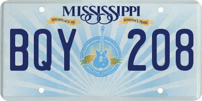 MS license plate BQY208