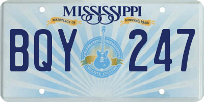 MS license plate BQY247