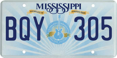 MS license plate BQY305