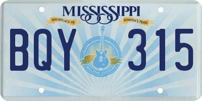 MS license plate BQY315