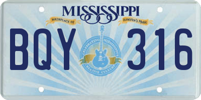 MS license plate BQY316