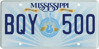 MS license plate BQY500