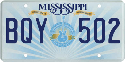 MS license plate BQY502