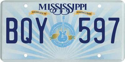 MS license plate BQY597