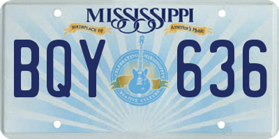 MS license plate BQY636