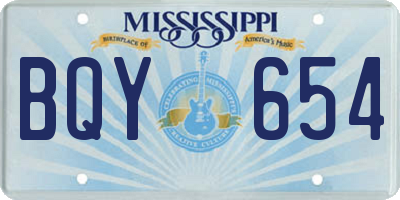 MS license plate BQY654