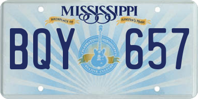 MS license plate BQY657