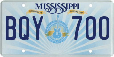 MS license plate BQY700