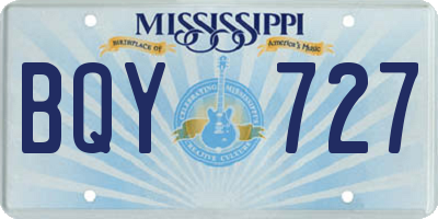 MS license plate BQY727