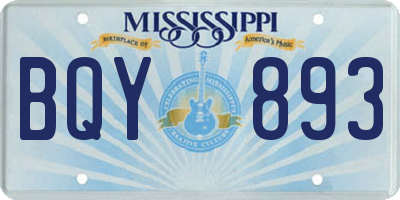 MS license plate BQY893