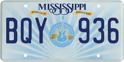 MS license plate BQY936