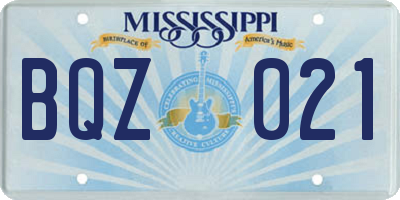 MS license plate BQZ021