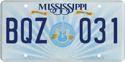 MS license plate BQZ031