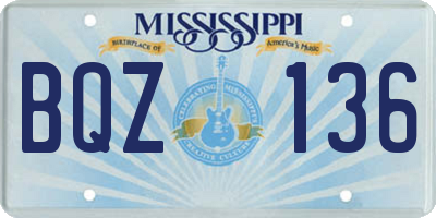 MS license plate BQZ136