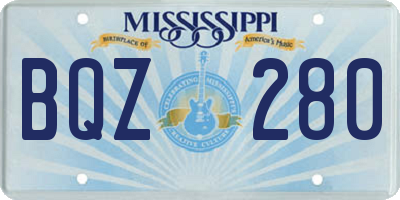 MS license plate BQZ280