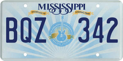 MS license plate BQZ342