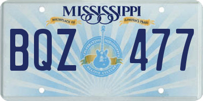 MS license plate BQZ477