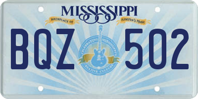 MS license plate BQZ502