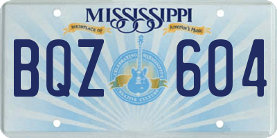 MS license plate BQZ604