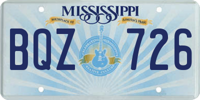 MS license plate BQZ726