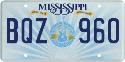 MS license plate BQZ960