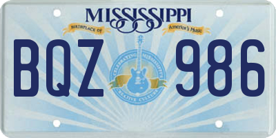 MS license plate BQZ986