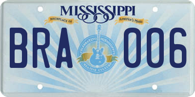 MS license plate BRA006