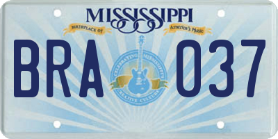 MS license plate BRA037