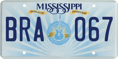 MS license plate BRA067