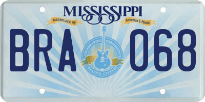 MS license plate BRA068