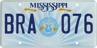 MS license plate BRA076