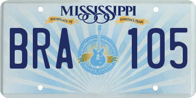MS license plate BRA105